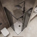 Душевое ограждение Niagara Nova NG-2830-34BLACK (100х100х195) квадрат,черный матовый,двери раздвижные,стекло тонированное,1 место NG-2830-34BLACK