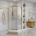 Душевое ограждение Niagara Nova NG-6434-08GOLD (100х100х195) трапеция,золото,двери распашные,стекло прозрачное,1 место 64340811GOLD