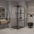 Душевая перегородка Niagara Nova NG-688-90BLACK (90х195) черный матовый,стекло прозрачное,1 место NG-688-90BLACK