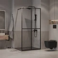 Душевая перегородка Niagara Nova NG-686-90BLACK (90х195) черный матовый,стекло прозрачное,1 место NG-686-90BLACK