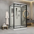 Душевая кабина Niagara Standart ST120/90/15Q/BL (120х90х215) прямоугольник,поддон 15см,распашная,проф.черный,3 места ST120/90/15Q/BL