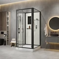 Душевая кабина Niagara Standart ST90/15Q/BL/BK (90х90х200) квадрат,поддон 15см,распашная,проф.черный,без крыши,3 места ST90/15Q/BL/BK