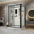Душевая кабина Niagara Standart ST100/80/15Q/BL (100х80х215) прямоугольник,поддон 15см,распашная,проф.черный,3 места ST100/80/15Q/BL