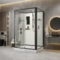 Душевая кабина Niagara Standart ST100/80/15Q/BL/BK (100х80х200) прямоугольник,поддон 15см,распашная,проф.черный,без крыши,3 места ST100/80/15Q/BL/BK
