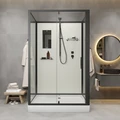 Душевая кабина Niagara Standart ST100/80/15Q/BL/BK (100х80х200) прямоугольник,поддон 15см,распашная,проф.черный,без крыши,3 места ST100/80/15Q/BL/BK