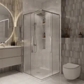 Душевое ограждение Niagara Nova NG-3622-34 (80х80х195) квадрат,хром,двери раздвижные,стекло шиншилла,1 место NG-3622-34