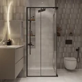 Душевое ограждение Niagara Nova NG-6822-34ВLACK (80х80х195) квадрат,черный матовый,двери раздвижные,стекло прозрачное,1 место NG-6822-34BLACK