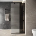 Душевая перегородка Niagara Nova NG-481-90FBLACK (90х200) черный матовый,стекло рифленое/тонированное,1 место NG-481-90FBLACK