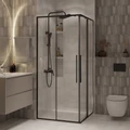 Душевое ограждение Niagara Nova NG-6823-34ВLACK (90х90х195) квадрат,черный матовый,двери раздвижные,стекло прозрачное,1 место NG-6823-34BLACK