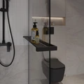 Душевая перегородка Niagara Nova NG-670-90ВLACK (90х195) черный матовый,стекло прозрачное,с полкой,1 место NG-670-90ВLACK