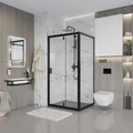 Душевое ограждение Niagara Nova NG-83-10AB-A80B (100х80х195) прямоугольник,черный,дверь распашная,стекло прозрачное,2 места NG-83-10AB-A80B