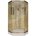 Душевая кабина Niagara Luxe NG-7717G (100x100х215) низкий поддон(15см),дверь распашная,стенки золото,4 места 7717G