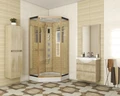 Душевая кабина Niagara Luxe NG-7717G (100x100х215) низкий поддон(15см),дверь распашная,стенки золото,4 места 7717G