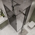 Душевое ограждение Niagara Nova NG-2832-34BLACK (100х100х195) квадрат,черный матовый,дверь распашная,стекло тонированное,1 место NG-2832-34BLACK
