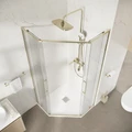 Душевое ограждение Niagara Nova NG-6438-90SG (90х90х195) трапеция,золото сатин,двери раздвижные,стекло прозрачное,1 место NG-6438-90SG