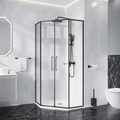 Душевое ограждение Niagara Nova NG-6838-100BL (100х100х195) трапеция,черный матовый,двери раздвижные,стекло прозрачное,1 место NG-6838-100BL