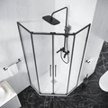 Душевое ограждение Niagara Nova NG-6838-100BL (100х100х195) трапеция,черный матовый,двери раздвижные,стекло прозрачное,1 место NG-6838-100BL