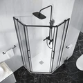 Душевое ограждение Niagara Nova NG-6838-100BL (100х100х195) трапеция,черный матовый,двери раздвижные,стекло прозрачное,1 место NG-6838-100BL