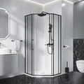 Душевое ограждение Niagara Nova NG-6838-90BL (90х90х195) трапеция,черный матовый,двери раздвижные,стекло прозрачное,1 место NG-6838-90BL