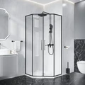 Душевое ограждение Niagara Nova NG-6838-90BL (90х90х195) трапеция,черный матовый,двери раздвижные,стекло прозрачное,1 место NG-6838-90BL