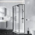Душевое ограждение Niagara Nova NG-6838-90BL (90х90х195) трапеция,черный матовый,двери раздвижные,стекло прозрачное,1 место NG-6838-90BL
