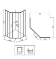Душевое ограждение Niagara Nova NG-6838-90BL (90х90х195) трапеция,черный матовый,двери раздвижные,стекло прозрачное,1 место NG-6838-90BL