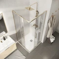 Душевое ограждение Niagara Nova NG-6436-80SG (80х80х195) квадрат,золото сатин,двери раздвижные,стекло прозрачное,1 место NG-6436-80SG