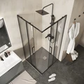 Душевое ограждение Niagara Nova NG-6836-100BL (100х100х195) квадрат,черный матовый,двери раздвижные,стекло прозрачное,1 место NG-6836-100BL