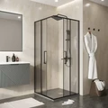 Душевое ограждение Niagara Nova NG-6836-100BL (100х100х195) квадрат,черный матовый,двери раздвижные,стекло прозрачное,1 место NG-6836-100BL