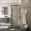 Душевое ограждение Niagara Nova NG-6836-90BL (90х90х195) квадрат,черный матовый,двери раздвижные,стекло прозрачное,1 место NG-6836-90BL