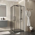 Душевое ограждение Niagara Nova NG-6836-80BL (80х80х195) квадрат,черный матовый,двери раздвижные,стекло прозрачное,1 место NG-6836-80BL