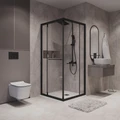 Душевое ограждение Niagara Nova NG-6833-34ВLACK (90х90х195) квадрат,черный матовый,двери раздвижные,стекло прозрачное,1 место NG-6833-34BLACK