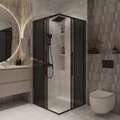 Душевое ограждение Niagara Nova NG-2824-34BLACK (100х100х195) квадрат,черный матовый,двери раздвижные,стекло тонированное,1 место NG-2824-34BLACK