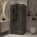 Душевое ограждение Niagara Nova NG-2824-34BLACK (100х100х195) квадрат,черный матовый,двери раздвижные,стекло тонированное,1 место NG-2824-34BLACK