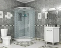 Душевая кабина Niagara Luxe NG-7701DW (90x90х210) низкий поддон(15см),дверь распашная,стенки серебро,3 места 7701DW