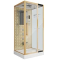 Душевая кабина Niagara Luxe NG-7714G (100x90х215) низкий поддон(15см),дверь распашная,стенки золото,5 мест 7714G