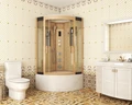 Душевая кабина Niagara Luxe NG-7710G (100x100х215) высокий поддон(45см),дверь раздвижная,стенки золото,4 места 7710G