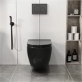 Унитаз подвесной Grossman Color GR-4411BS (560х360х350) безободковый,черный с тонкой крышкой,микролифт,1 место GR-4411blackS
