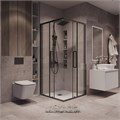 Душевое ограждение Grossman Cosmo 300.K33.02.8080.42.00 (80х80х195) квадрат,раздвижная,графит сатин,стекло прозрачное, 1 место 300.K33.02.8080.42.00
