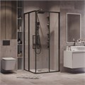 Душевое ограждение Grossman Cosmo 300.K33.02.8080.42.00 (80х80х195) квадрат,раздвижная,графит сатин,стекло прозрачное, 1 место 300.K33.02.8080.42.00