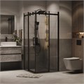 Душевое ограждение Grossman Classic 300.K33.04.1010.21.00 (100х100х195) квадрат,раздвижная,черный матовый, стекло прозрачное, 2 места 300.K33.04.1010.21.00