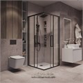Душевое ограждение Grossman Cosmo 300.K33.02.8080.21.00 (80х80х195) квадрат,раздвижная,черный матовый,стекло прозрачное, 1 место 300.K33.02.8080.21.00