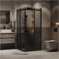 Душевое ограждение Grossman Classic 300.K33.04.8080.21.10 (80х80х195) квадрат,раздвижная,черный матовый,стекло тонированное, 2 места 300.K33.04.8080.21.10