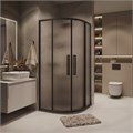 Душевое ограждение Grossman Cosmo 301.K33.02.8080.21.02 (80х80х195) четверть круга,раздвижная,черный матовый,стекло шиншилла, 1 место 301.K33.02.8080.21.02