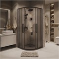 Душевое ограждение Grossman Cosmo 301.K33.02.8080.21.02 (80х80х195) четверть круга,раздвижная,черный матовый,стекло шиншилла, 1 место 301.K33.02.8080.21.02