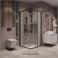 Душевое ограждение Grossman Cosmo 300.K33.02.9090.21.02 (90х90х195) квадрат,раздвижная,черный матовый,стекло шиншилла, 1 место 300.K33.02.9090.21.02