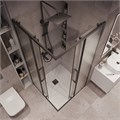 Душевое ограждение Grossman Cosmo 300.K33.02.9090.21.02 (90х90х195) квадрат,раздвижная,черный матовый,стекло шиншилла, 1 место 300.K33.02.9090.21.02