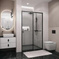 Дверь в нишу Grossman Style 100.K33.05.100.21.00 (100х195) черный матовый,стекло прозрачное,раздвижная, 1 место 100.K33.05.100.21.00