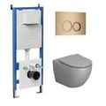 Комплект 3 в 1: Grossman инсталляция 900.K31.01.000+клавиша 700.K31.01.310.310 золото матовый+унитаз GR-4411SQ, 3 места 97.4411SQ.01.310