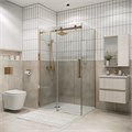 Душевое ограждение Grossman Classic 100.K33.04.150.32.00-200.K33.04.80.32.00 (150х80х195) раздвижная,золото сатин,стекло прозрачное,2 места 120.K33.04.1580.32.00